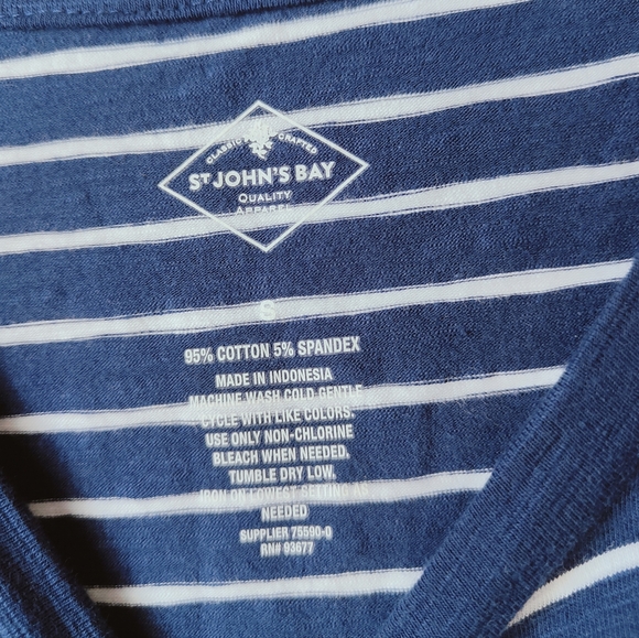 St. John's Bay Short Sleeve T-Shirt Dress With Pocket. Small. Navy White Striped - Picture 3 of 8